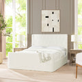 Brooks Contemporary Tufted Shelter Platform Bed, Queen, Antique White Polyester