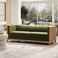 Georgia 81 Cane Rattan Tuxedo Sofa, Olive Green Performance Velvet