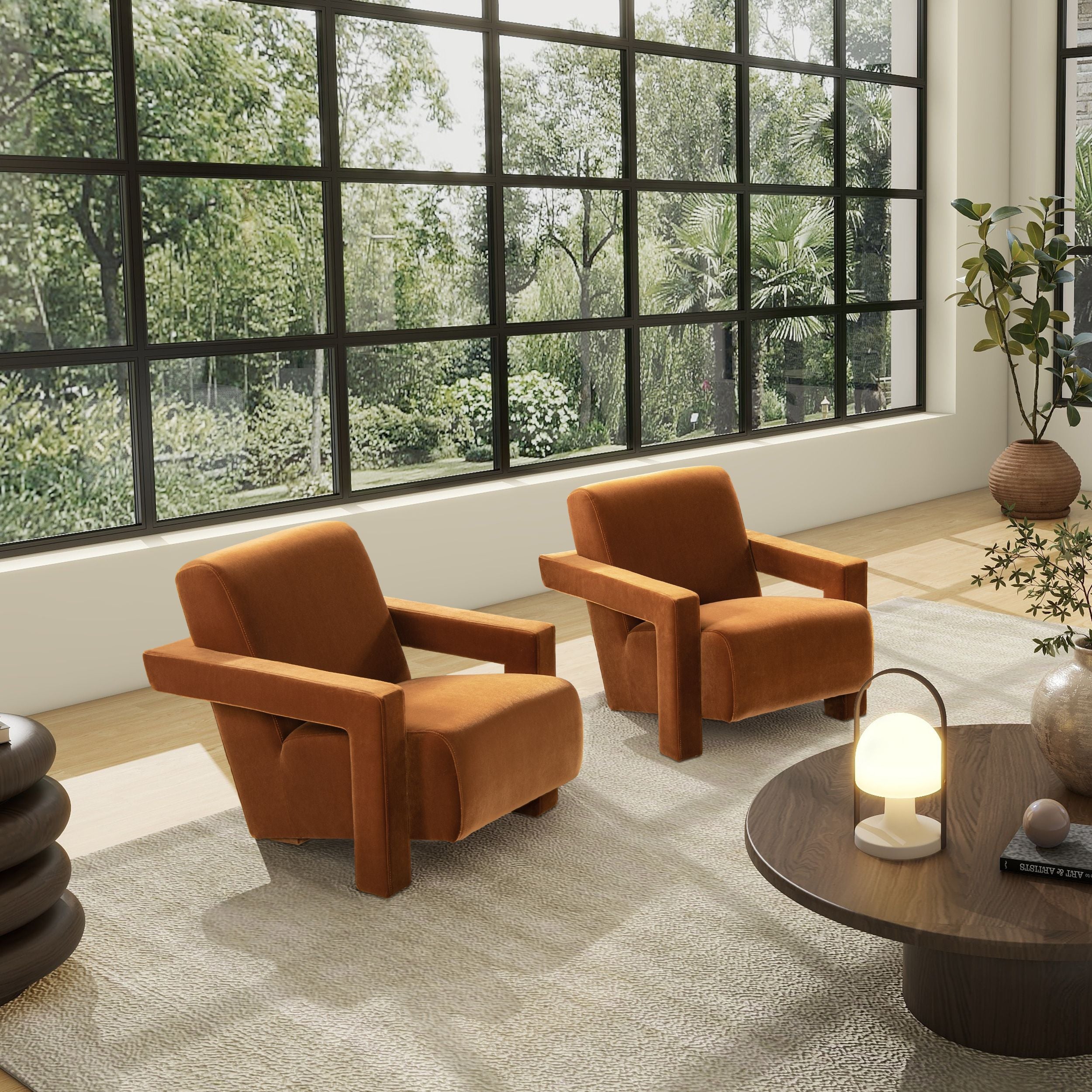 Ethan 28.5 Fully Upholstered Accent Arm Chair, Burnt Orange Performance Velvet