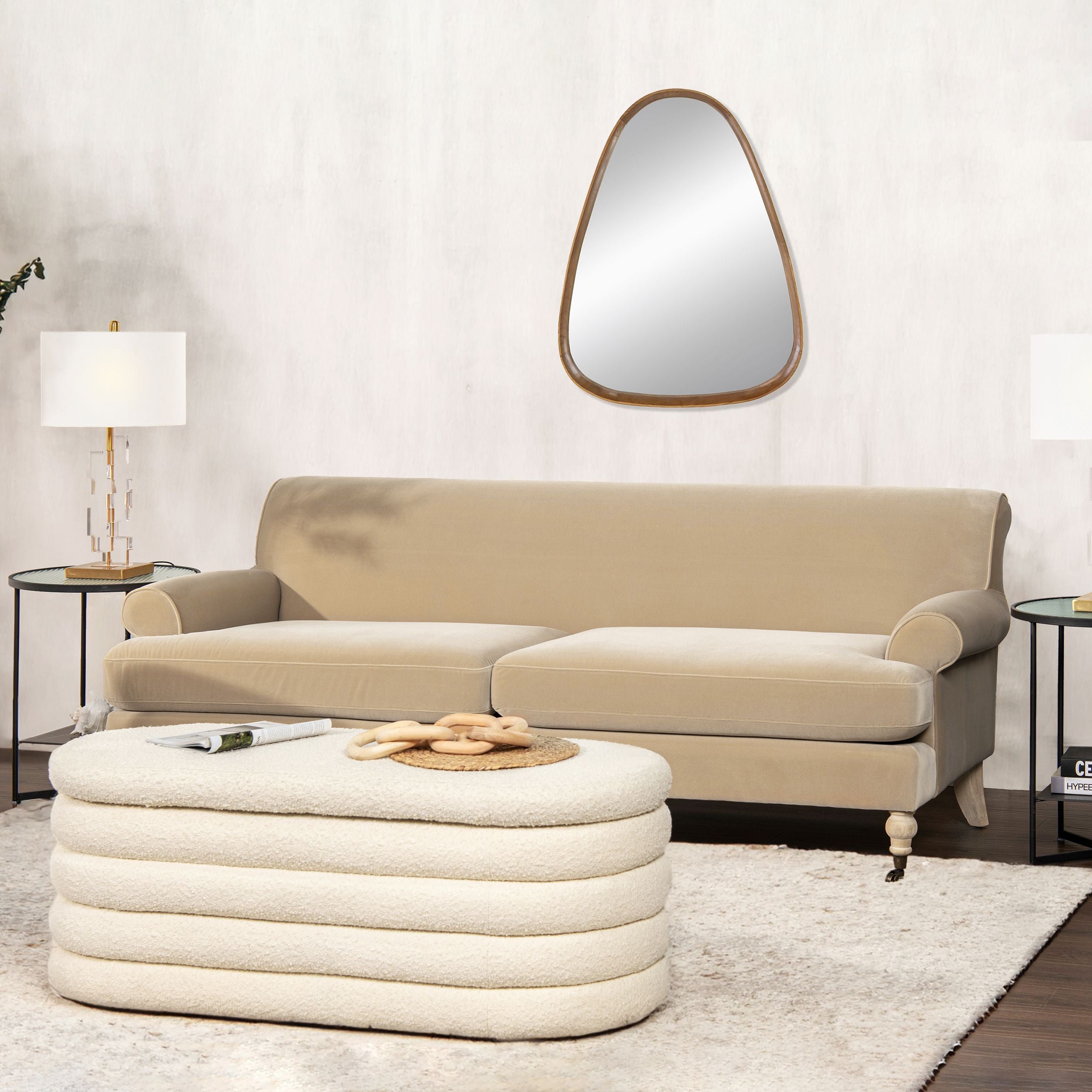 Alana 88 Lawson Two-Cushion Tightback Sofa, Fawn Brown Performance Velvet
