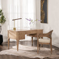 Dauphin Gold Accent 5-Drawer Wood Executive Desk, Natural Brown Wood