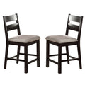 Reid 24 Inch Counter Height Chair, Set of 2, Slatted, Espresso Brown, Gray