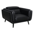 41 Inch Tuxedo Style Accent Chair, Double Track Arms, Black Faux Leather