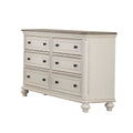 6 Drawer Wooden Dresser with Distressed Detail, Antique White and Brown