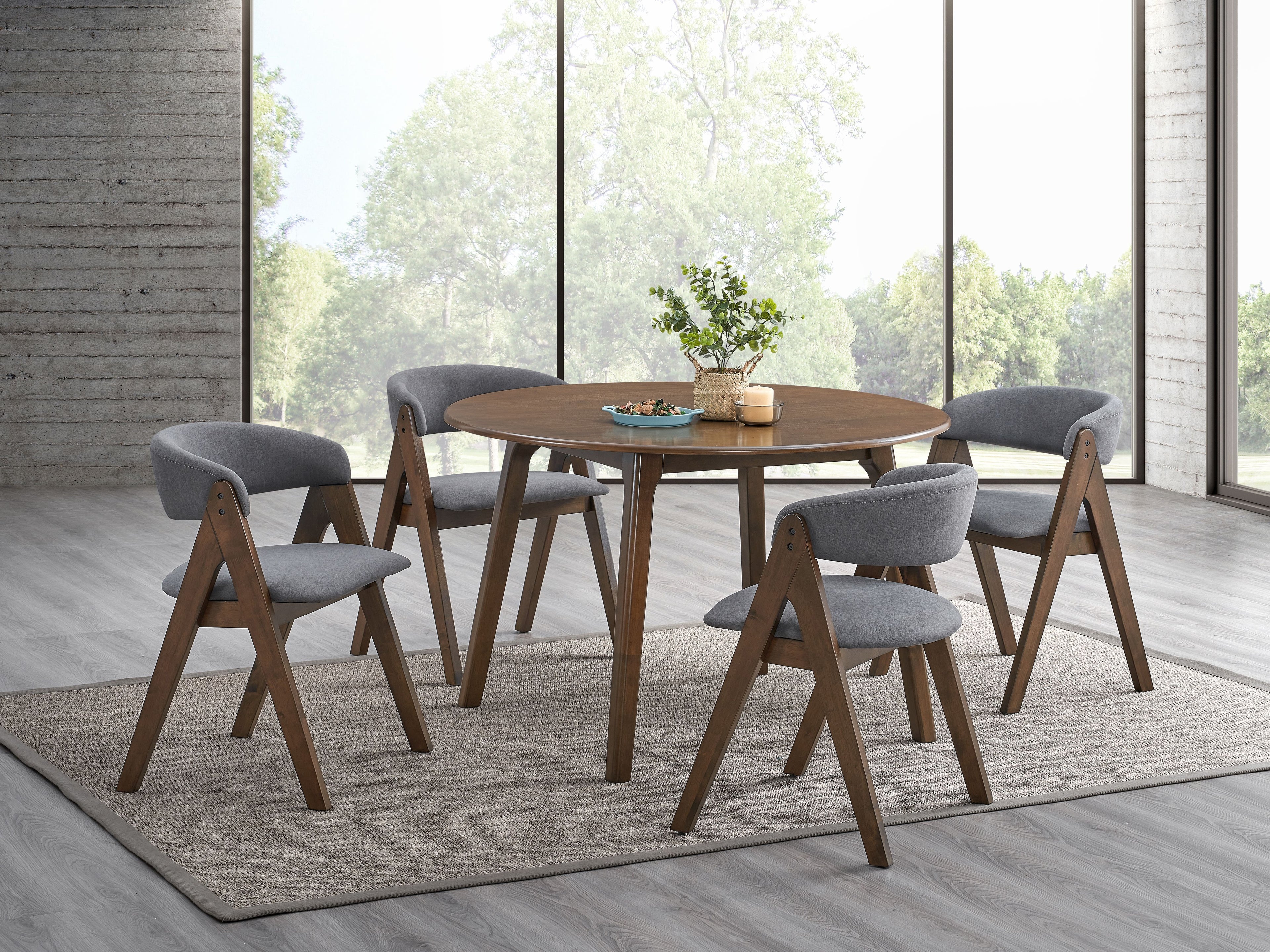 ACME Keiki Round Dining Table, Walnut Finish DN02915