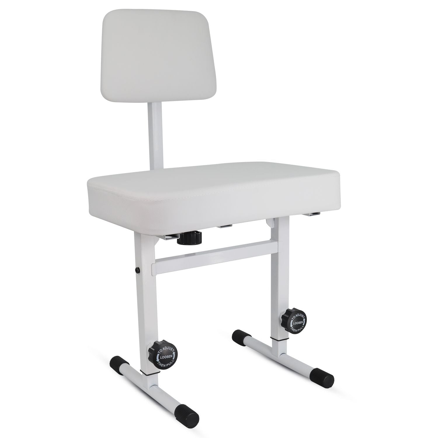 5 CORE Piano Bench Height Adjustable Keyboard Stool Stool Heavy Duty Thick Padded Cushioned Seat with Backrest - PNB B-REST WH