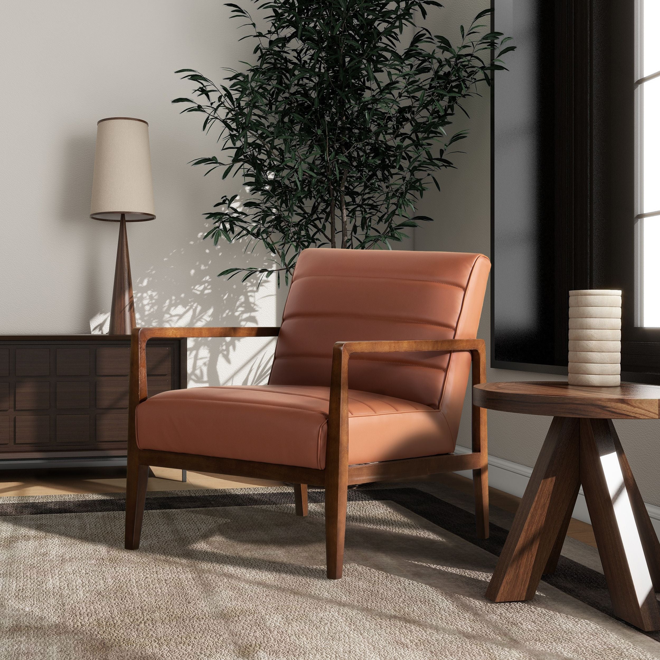 Kenneth 28 Modern-Transitional Lounge Accent Chair, Leather&Faux Leather