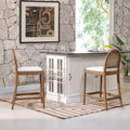 Panama 26.5 Curved Back Cane Rattan Counter Stool, Set of 2, Ivory White Boucle