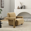 Ethan 28.5 Fully Upholstered Accent Arm Chair, Camel Brown Beige Performance Velvet
