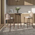 Panama 30.5 Curved Back Cane Rattan Bar Stool, Set of 2, Ivory White Boucle