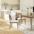 Leon Arched Back Wood & Upholstered Dining Chair, Set of 2, Ivory White Boucle