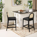 Panama 26.5 Curved Back Cane Rattan Counter Stool, Set of 2, Ebony Black Boucle
