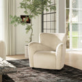 Wolffe 32 Curved Arm Accent Chair, Crme de la Crme White Faux Fur