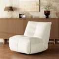 Rearden 35.5 Swivel Glider Manual Recliner Gaming Lounge Chair, Pearl White Short Faux Fur