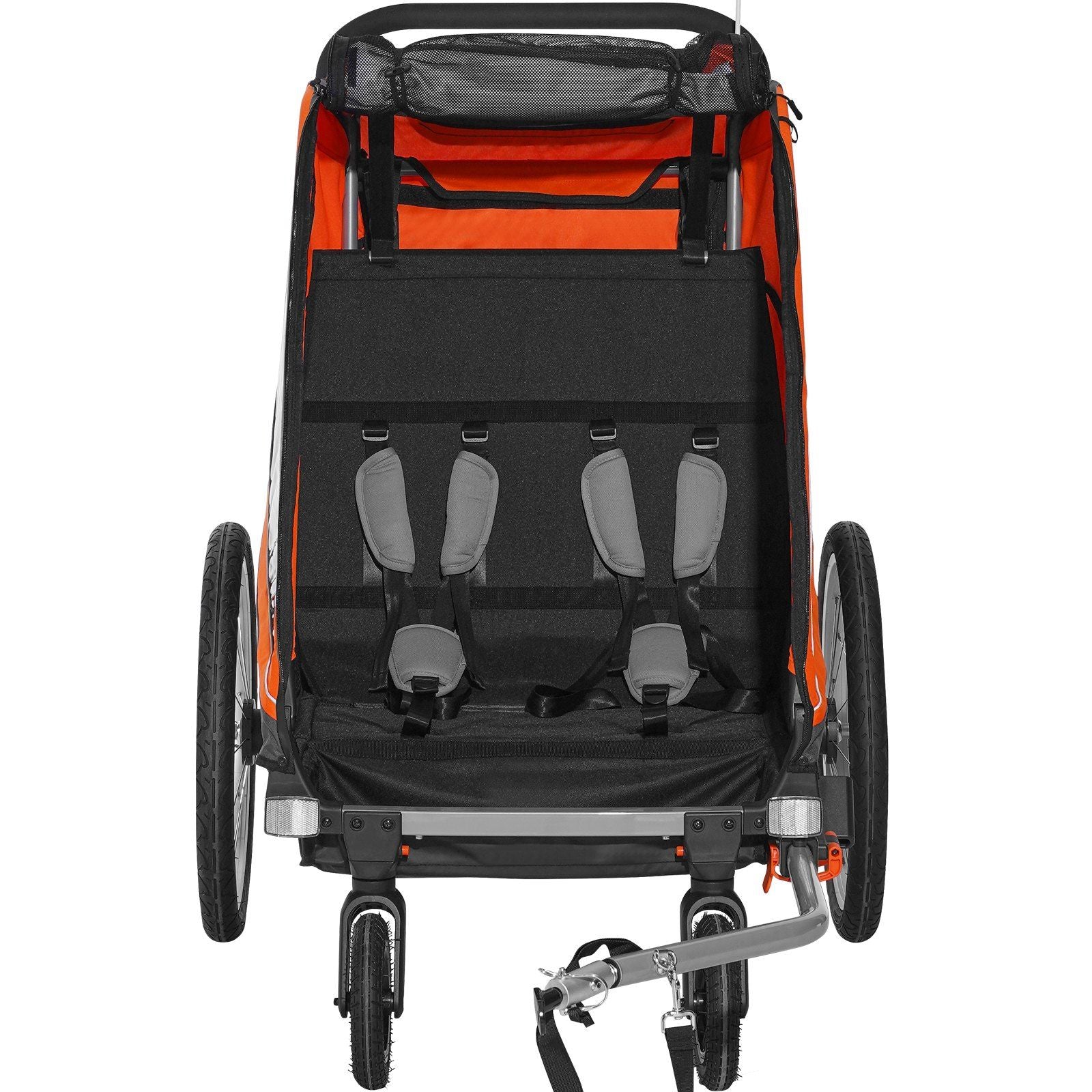 VEVOR Bike Trailer for Toddlers, Kids, Double Seat, 100 lbs Load, 2-In-1 Canopy Carrier Converts to Stroller, Tow Behind Foldabl