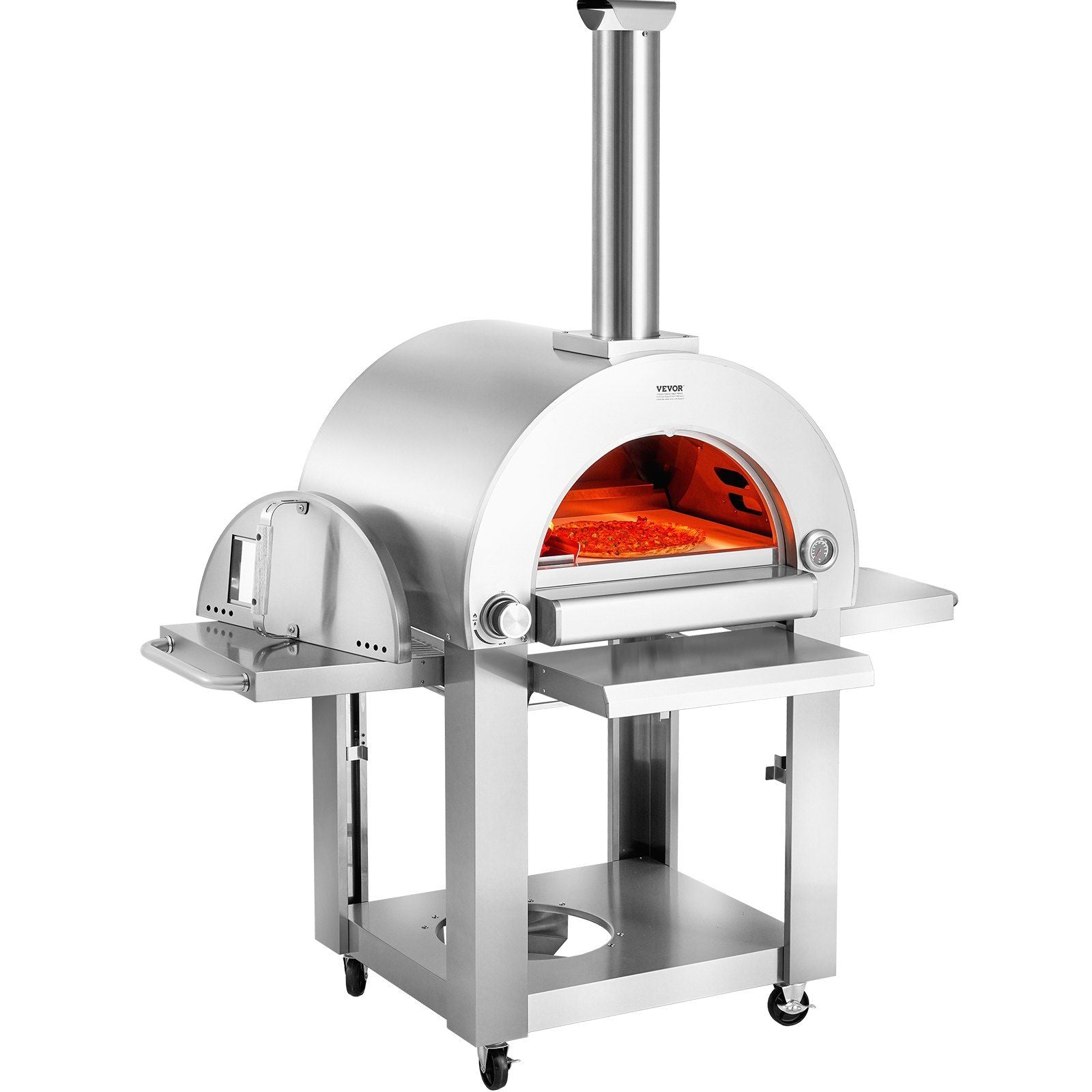 Vevor 22' Outdoor Pizza Oven Portable Pellet/Gas Oven With Casters For Camping