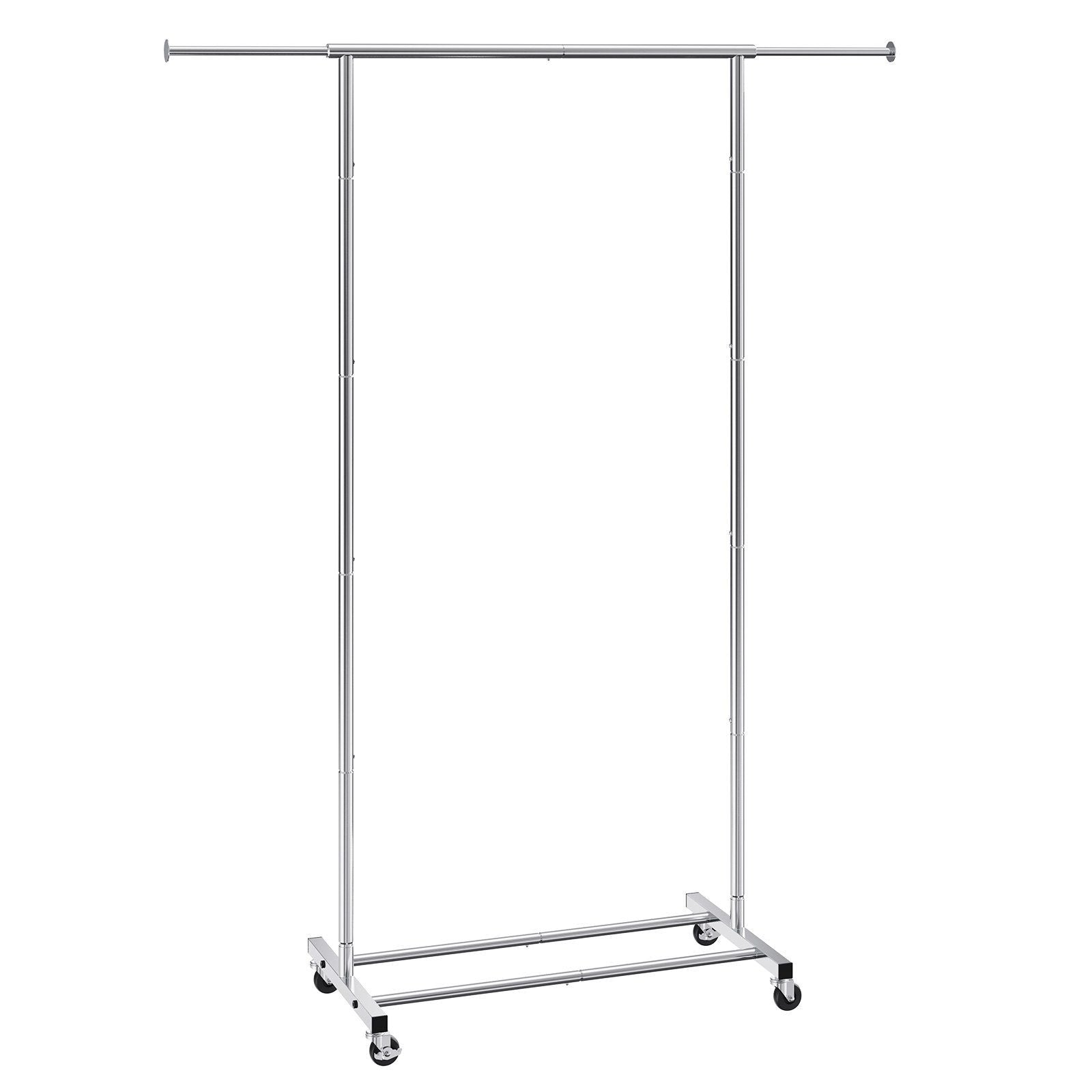 VEVOR Clothes Rack with Wheels, Heavy Duty Clothing Garment Rack with Hanging Rod and Bottom Storage Area, Adjustable Length Clo