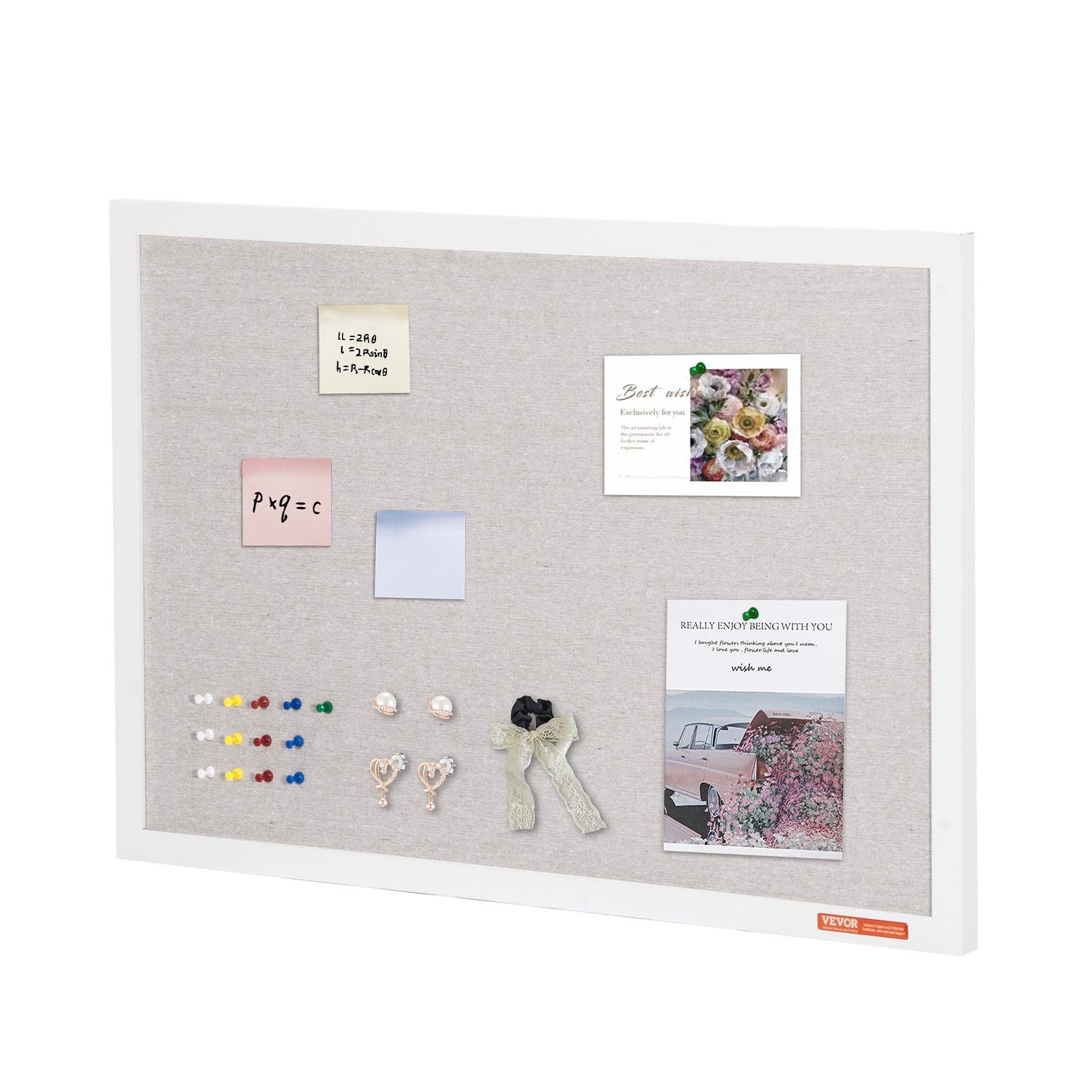 Vevor 30'X20' White Cork Board With Linen Surface Wall-Mounted Bulletin Board