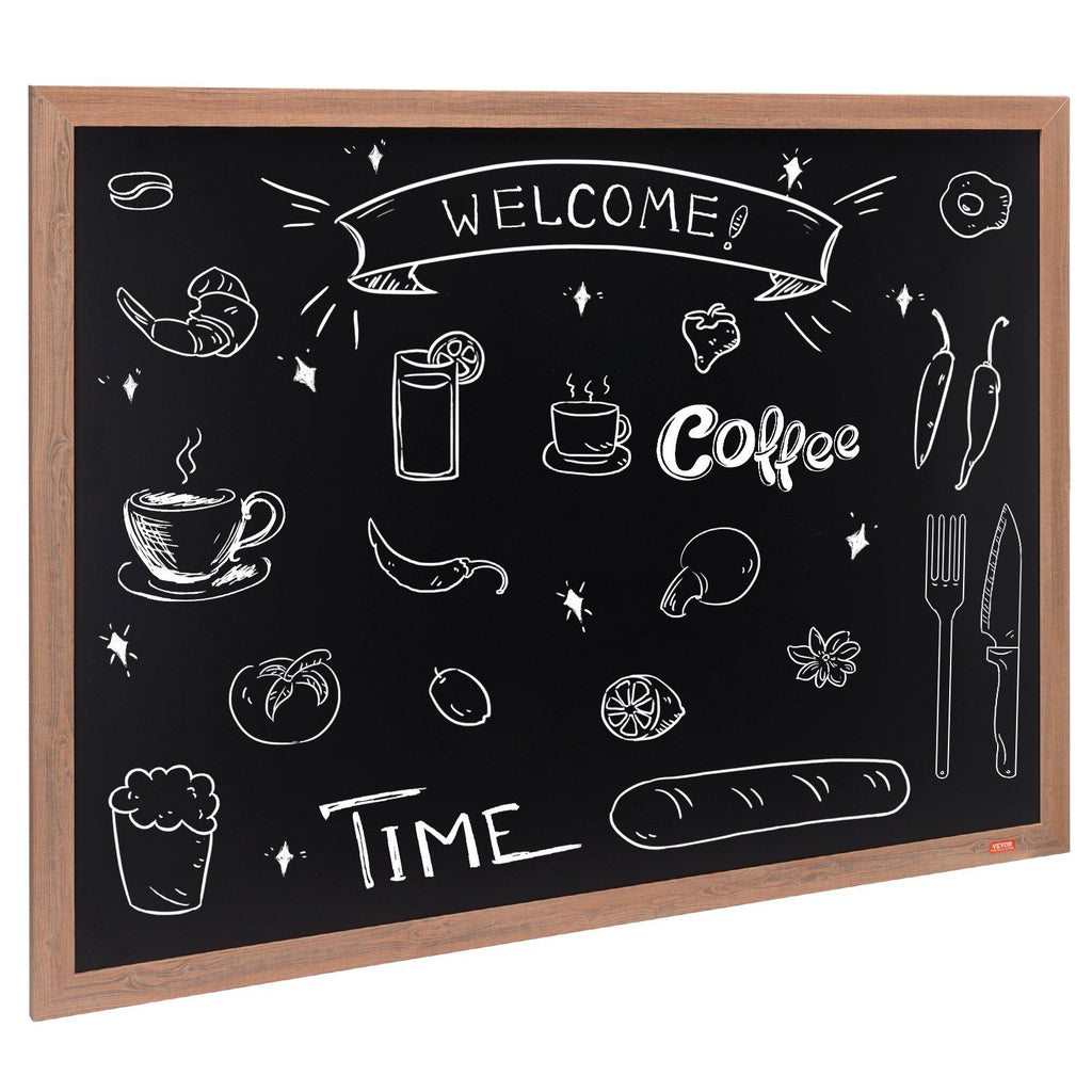 Vevor Magnetic Chalk Board, Hanging Message Signs With Chalks & Eraser, Vintage Wooden Chalkboard Sign, Rustic Brown Framed Cale