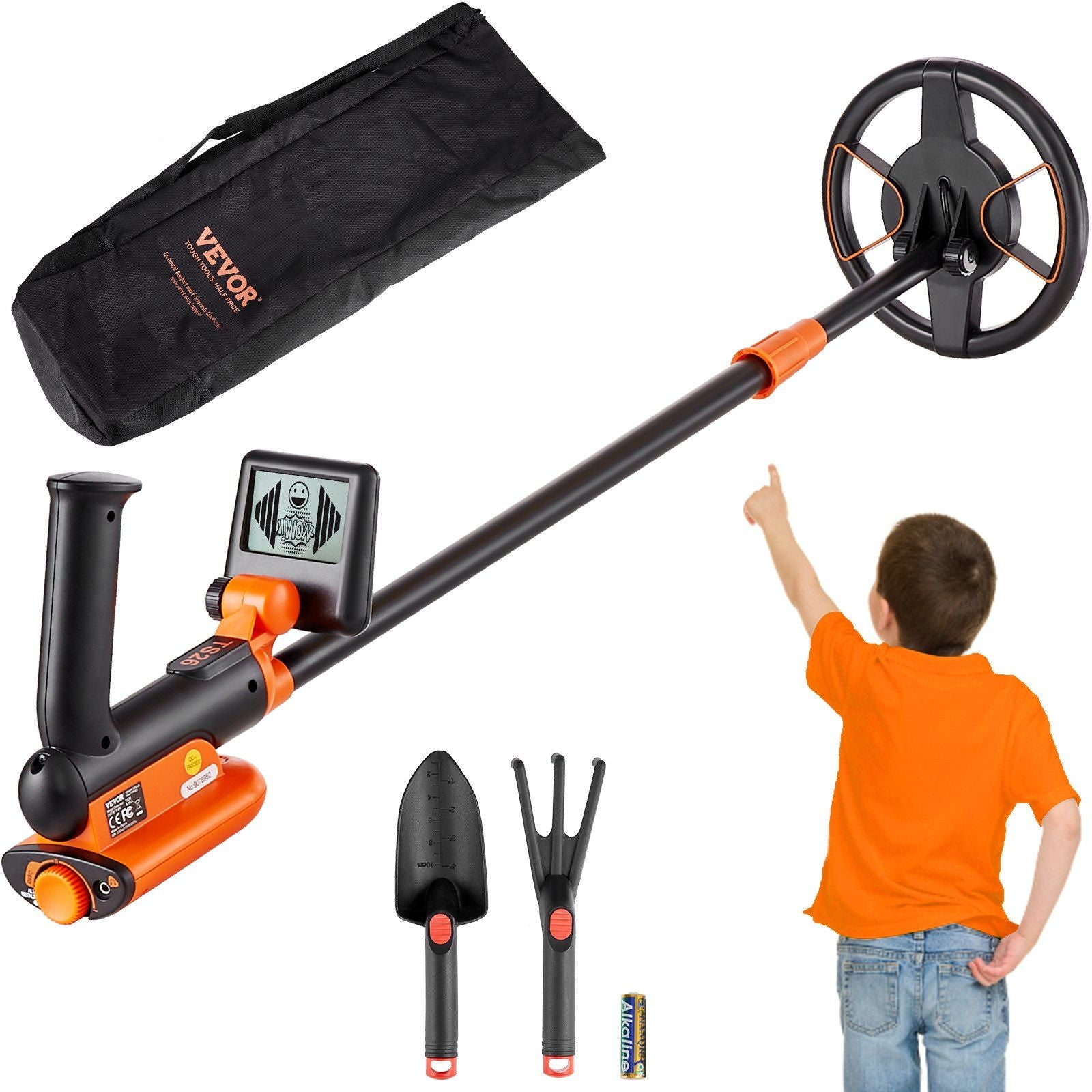 Vevor Metal Detector For Kids, 6 Inch, 25'-37' Adjustable Gold Detector, Ip68 Waterproof Search Coil With Lcd Display Advanced