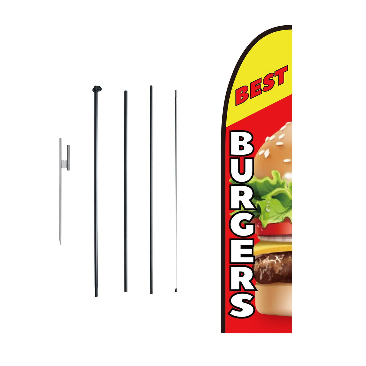 Vevor Burger Restaurant Advertising Feather Flag Kit Swooper Flag Poles 16.3 Ft