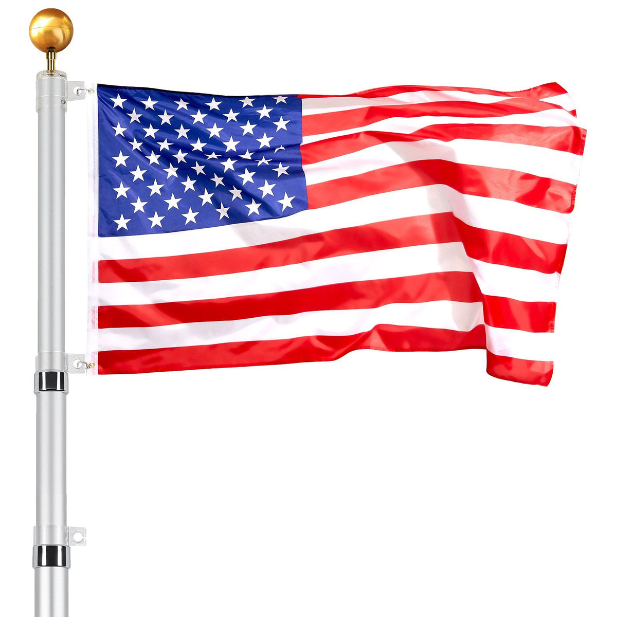 Vevor 30Ft Telescoping Flag Pole Kit, Heavy Duty Aluminum Alloy In Ground Flag Poles For Outside, 3 Display Modes Flagpole With