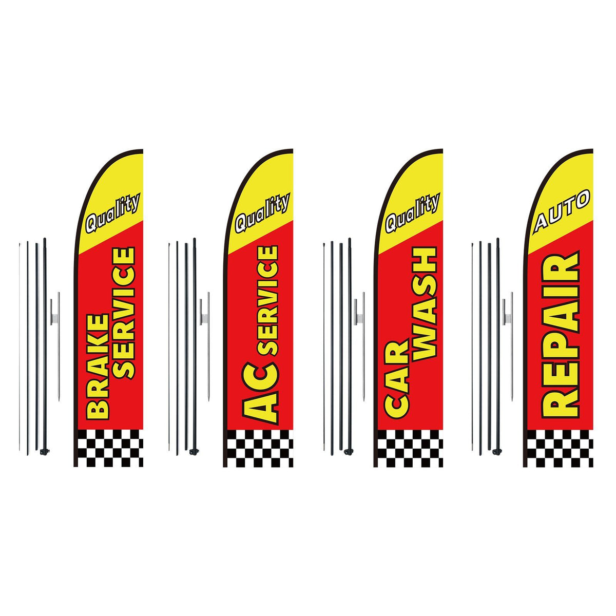 Vevor Auto Repair Advertising Feather Flag Kit Swooper Flags And Poles 16.3 Ft