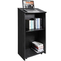 VEVOR Podium Stand, 47 in Hostess Stand with 4 Rolling Wheels, Wood Podium with Storage Shelves, and Slant Desktop, Lecterns & P