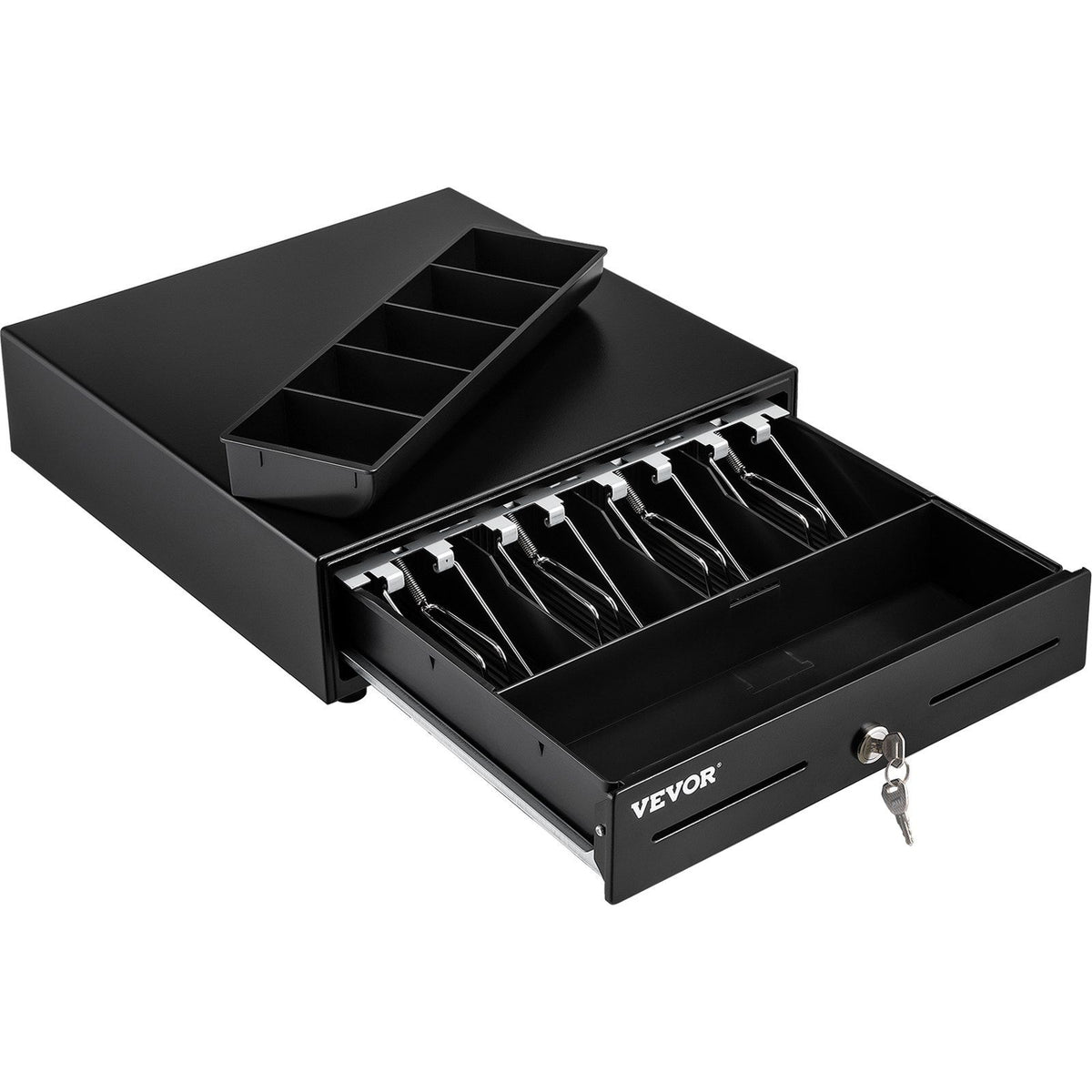 Vevor Cash Register Drawer, 13' 2 Unlocking Ways, Fully Removable Design With 4 Bill 5 Coin Cash Tray, 2 Keys Included, Compact