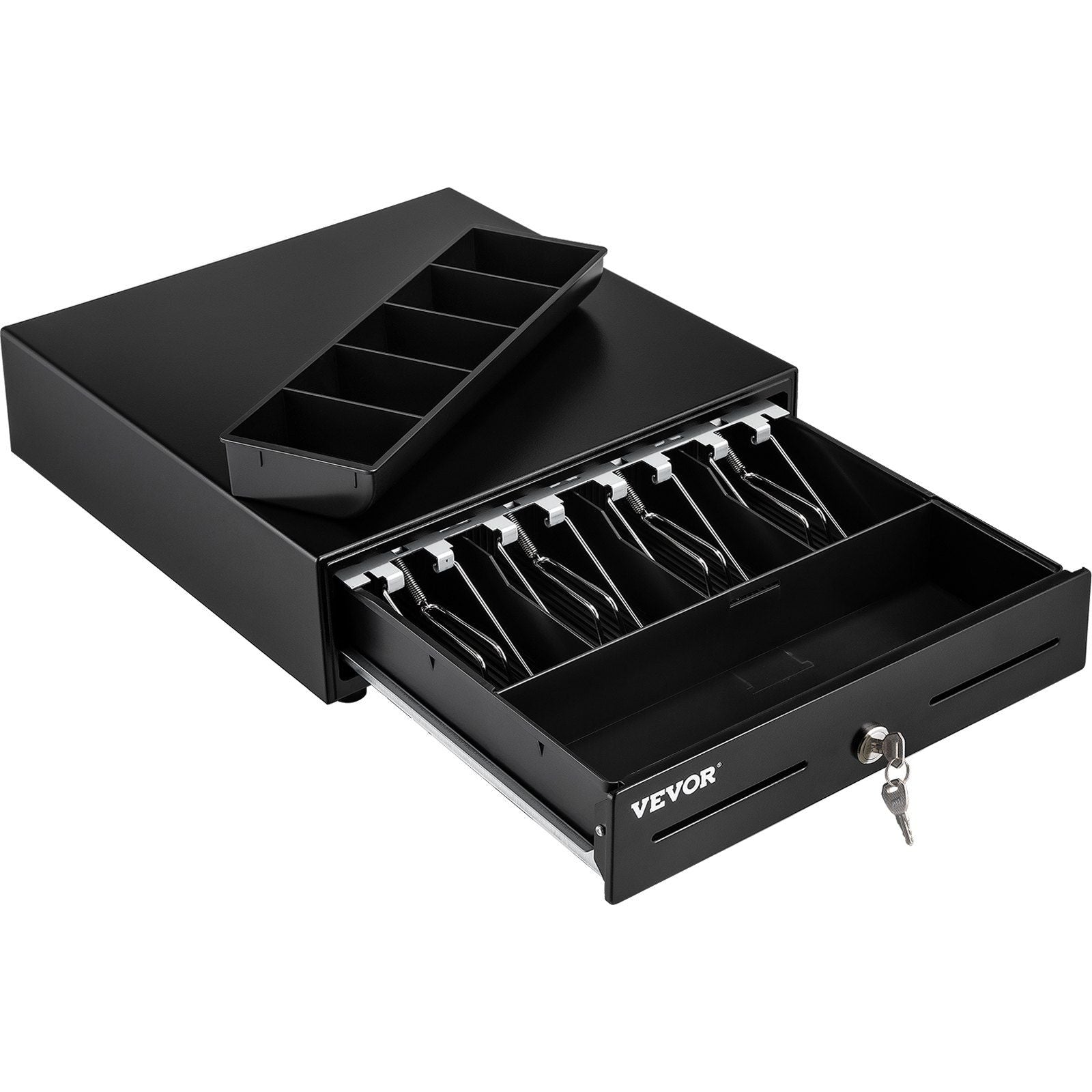 Vevor Cash Register Drawer, 13' 2 Unlocking Ways, Fully Removable Design With 4 Bill 5 Coin Cash Tray, 2 Keys Included, Compact