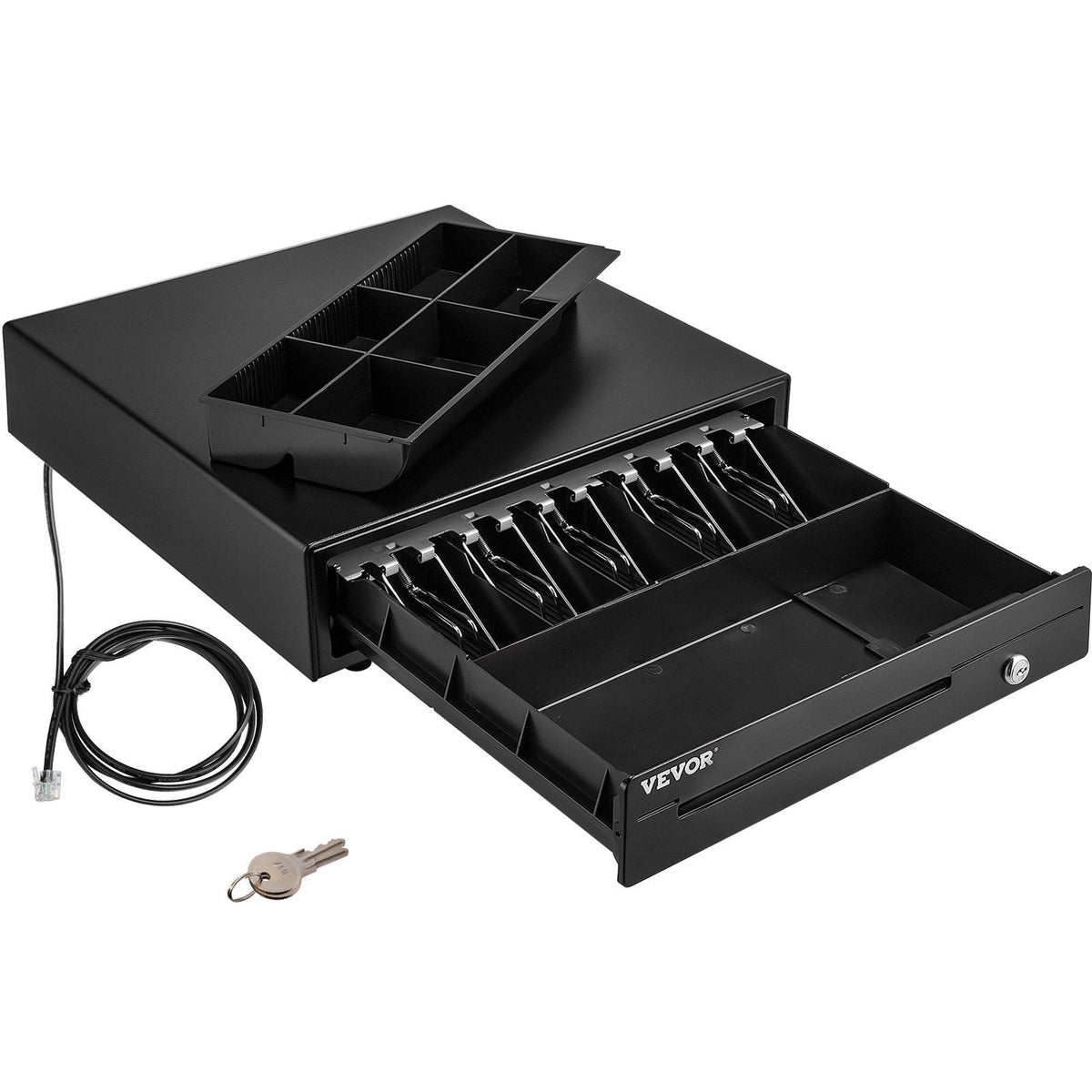 Vevor Cash Register Drawer, 16' 12 V, For Pos System With 5 Bill 6 Coin Cash Tray, Removable Coin Compartment & 2 Keys Included