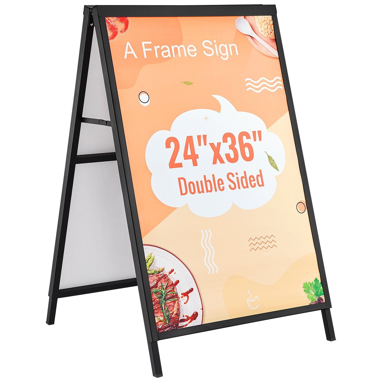 Vevor A Frame Sidewalk Sign, 24X36 Inch Heavy Duty Slide-In Signboard Holder, Double-Sided Folding Sandwich Board Signs, Steel P