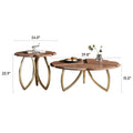 Mid-Century Round Walnut Wood Finish Nesting Coffee Table 2 Piece