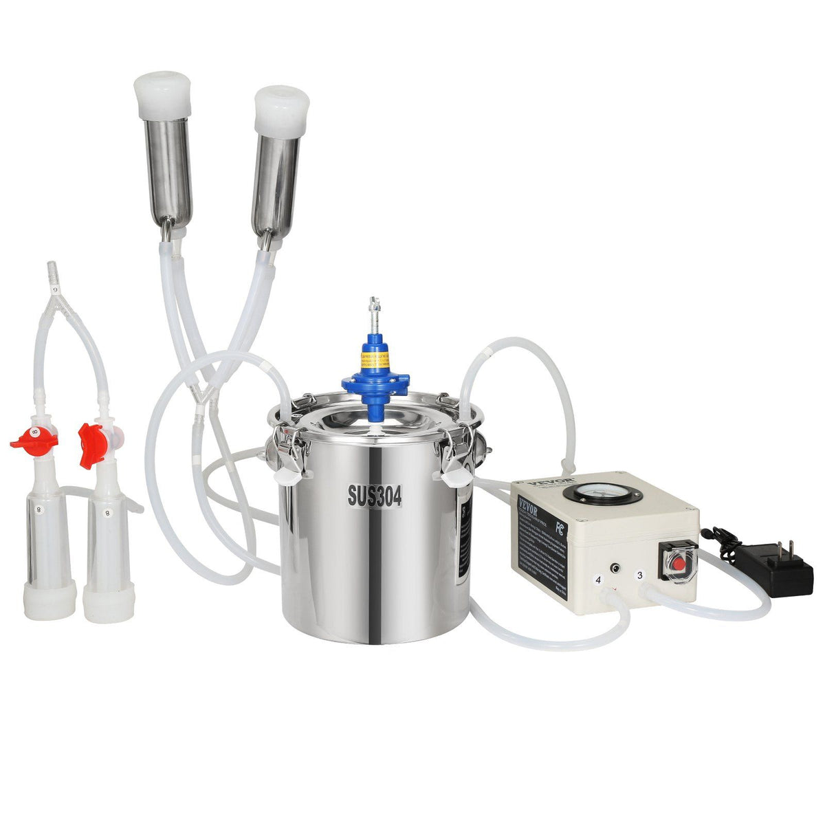 Vevor Goat Milking Machine, 6 L 304 Stainless Steel Bucket, Electric Automatic Pulsation Vacuum Milker, Portable Milker With Foo