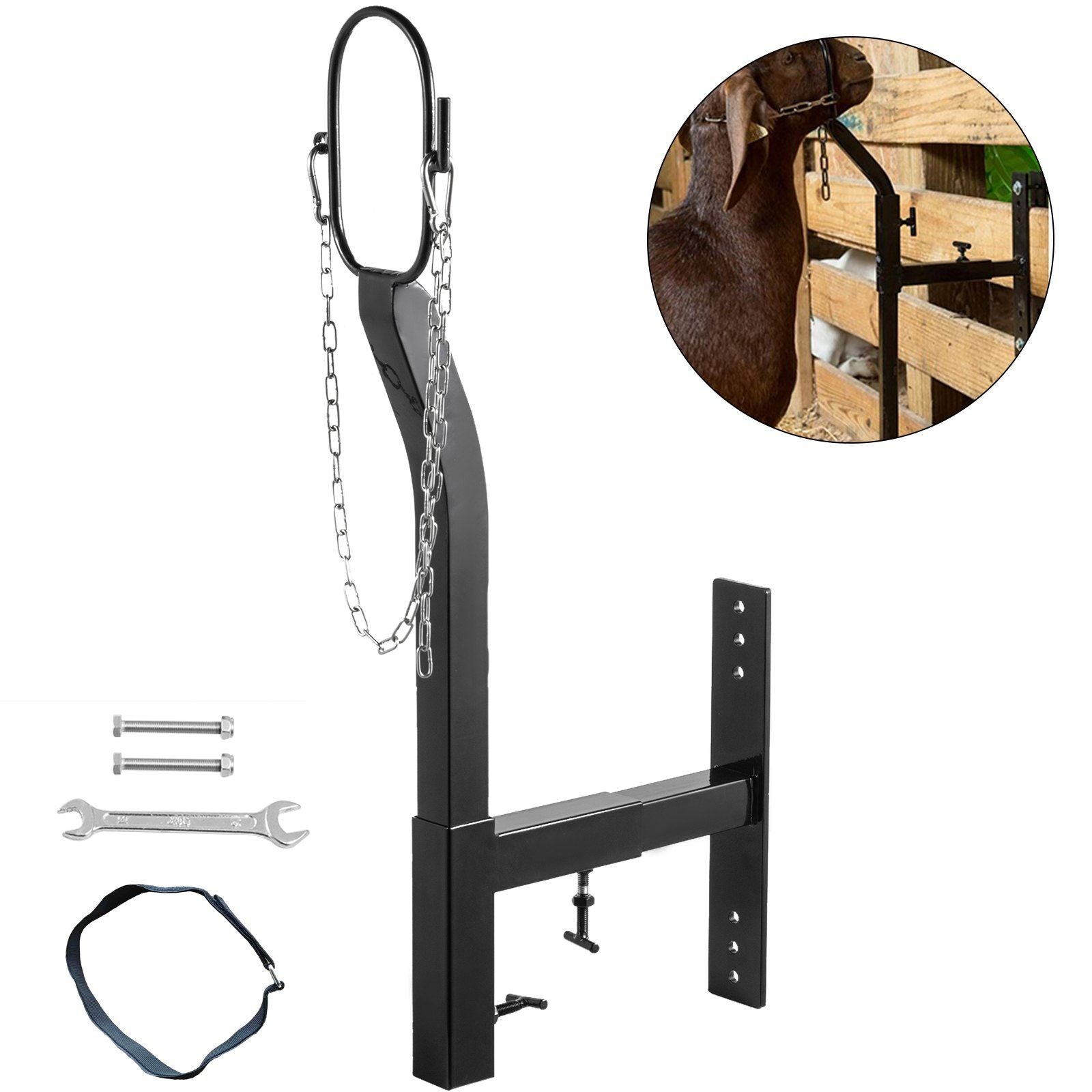 Vevor Livestock Stand Steel Gate Attachment Nose Loop Headpiece, 9.8Inch Height And Trimming Stand 5.9Inch Length Adjustable, No