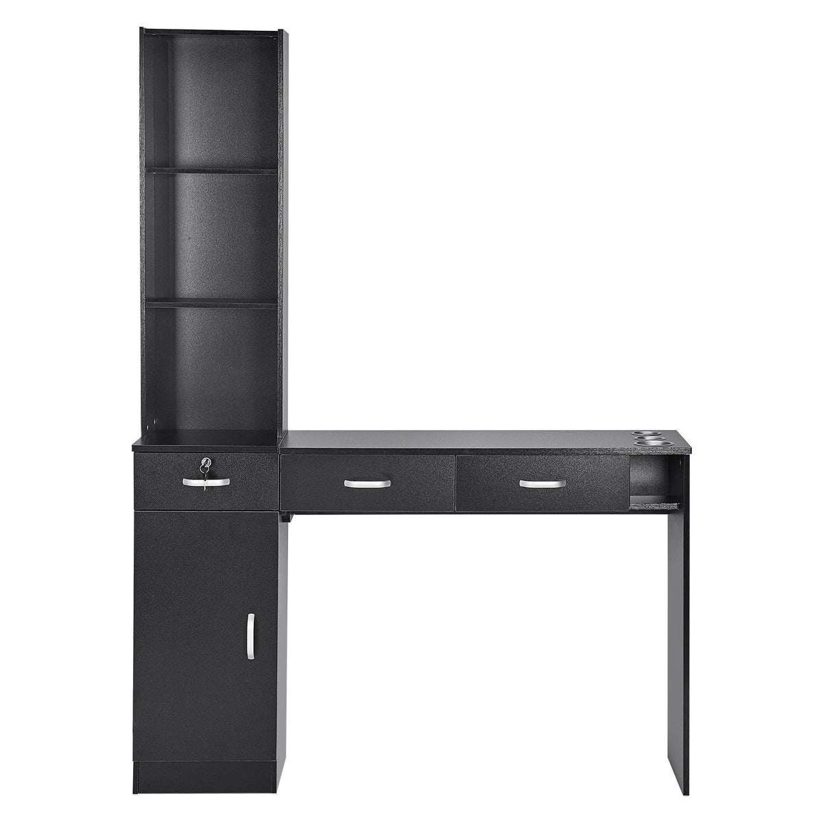 VEVOR Salon Station, Wall Mount Barber Salon Station for Hair Stylist, Beauty Spa Furniture Set, 1 Storage Cabinet, 3 Open Cubbi