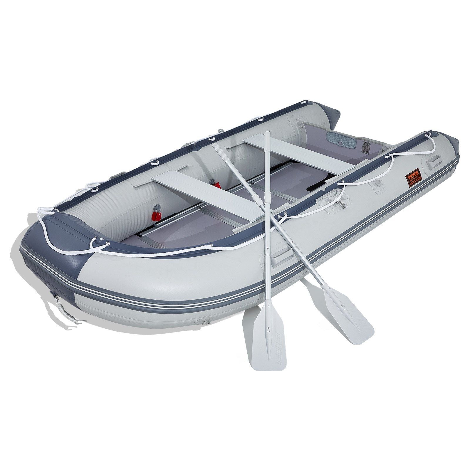 VEVOR Inflatable Dinghy Boat, 6-Person Transom Sport Tender Boat, with Marine Wood Floor and Adjustable Aluminum Bench, 1500 lbs