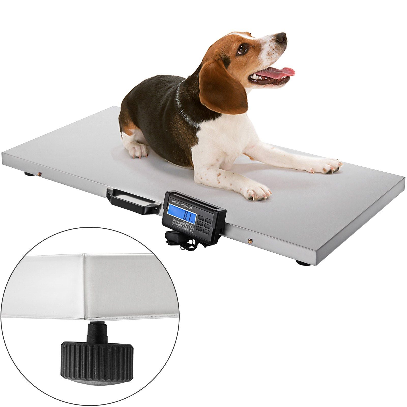 Vevor 880Lbs X 0.2Lbs Livestock Scale Shipping Scales Large Platform 40.6X20.9Inch Stainless Steel Vet Scale Industrial Floor Sc