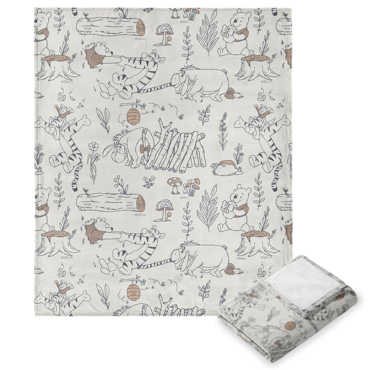 Disney Winnie The Pooh Slow And Bumbling Silk Touch Throw Blanket 40X50 Inches