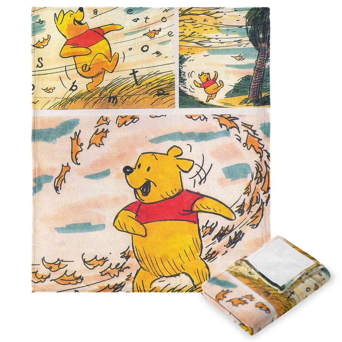 Disney Winnie The Pooh In The Wind Silk Touch Throw Blanket 40X60 Inches