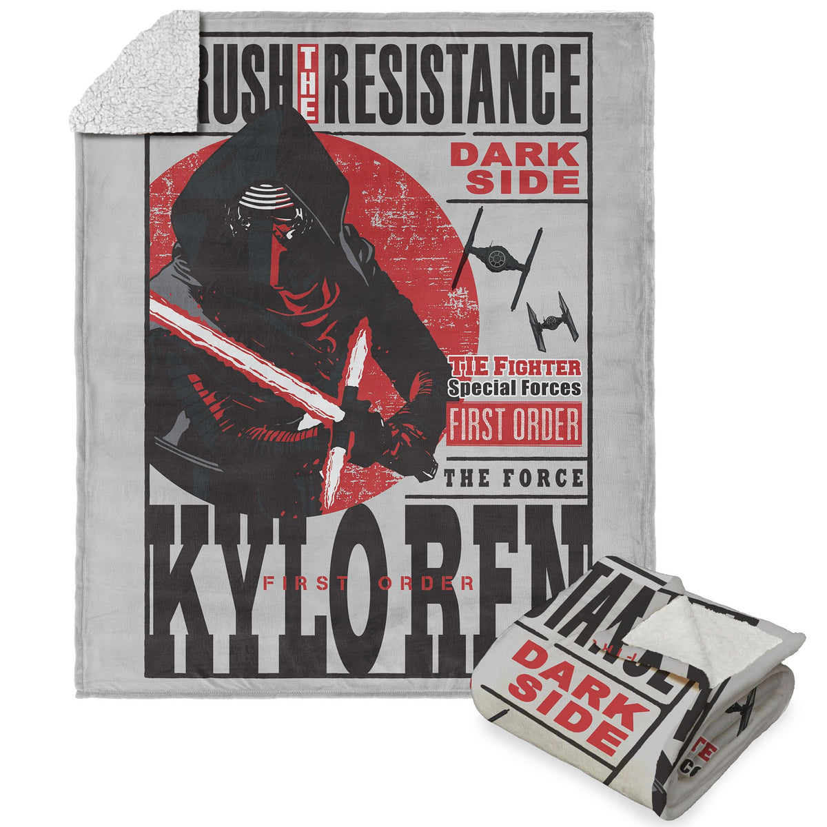 Disney Star Wars Episode 8 Vintage Signage Kylo Ren Force Silk Touch Sherpa Throw Blanket 50X60 Inches