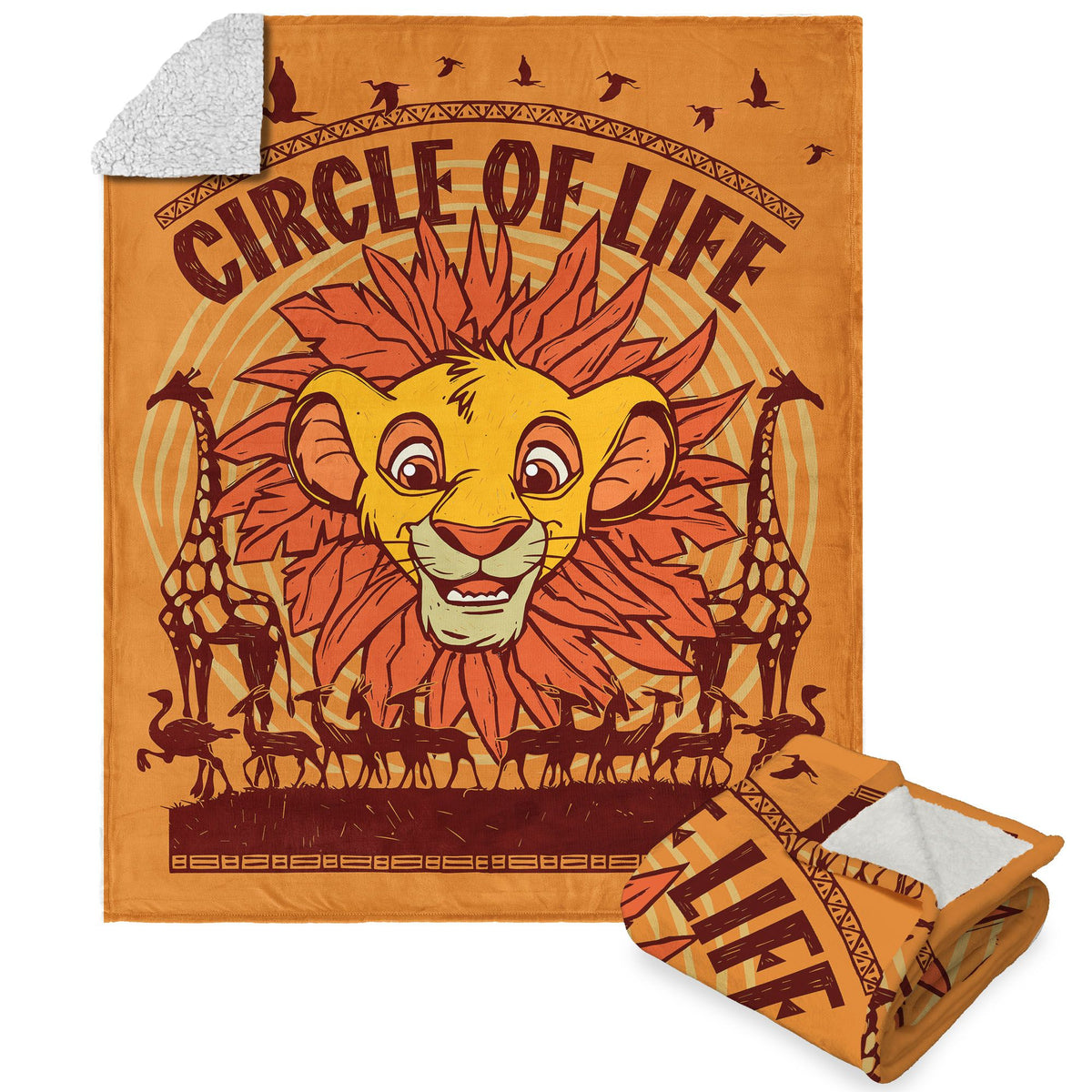 Disney Lion King Circle Of Life Silk Touch Sherpa Throw Blanket 50X60 Inches