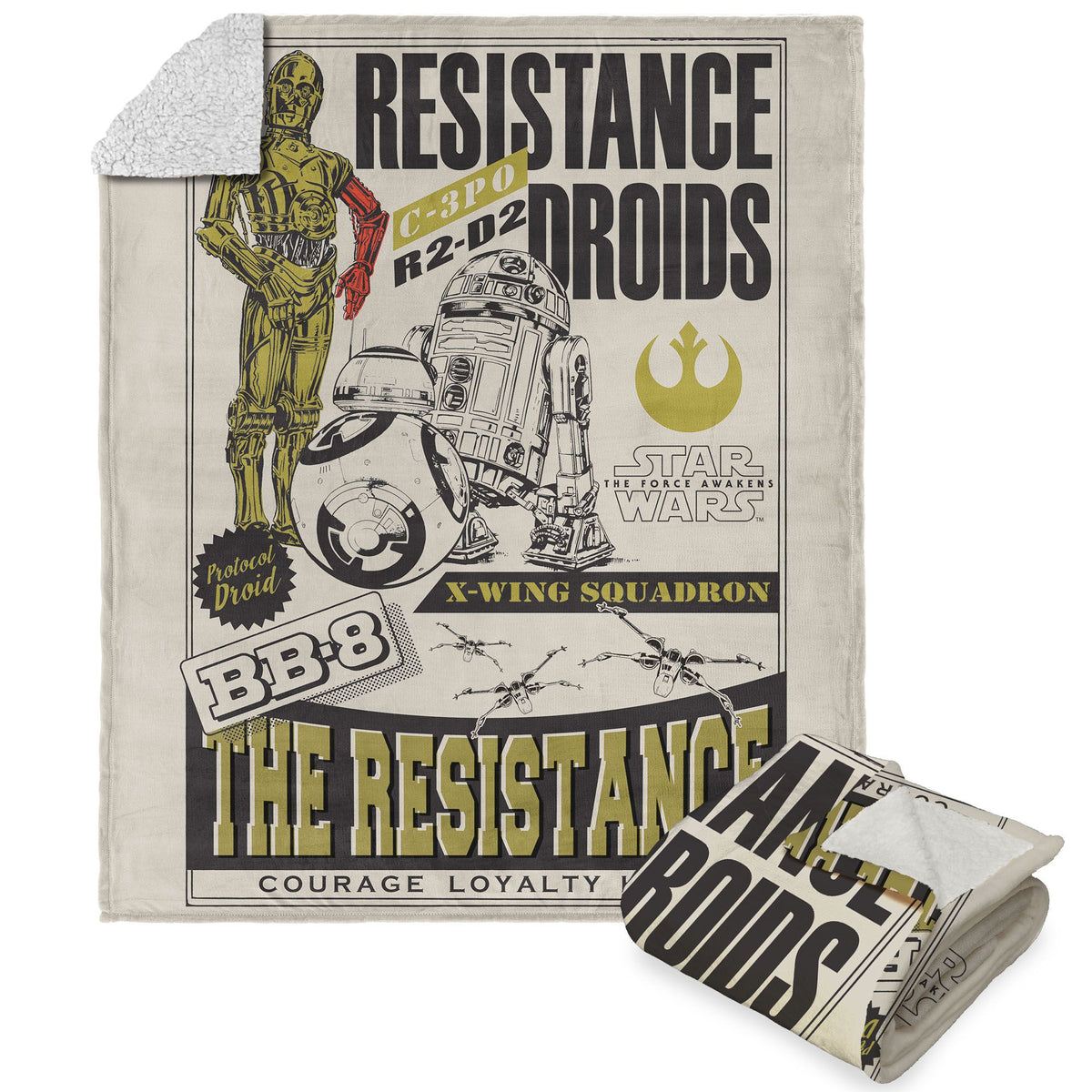 Disney Star Wars Episode 8 Vintage Signage R2-D2 & C-3Po Silk Touch Throw Blanket 50X60 Inches