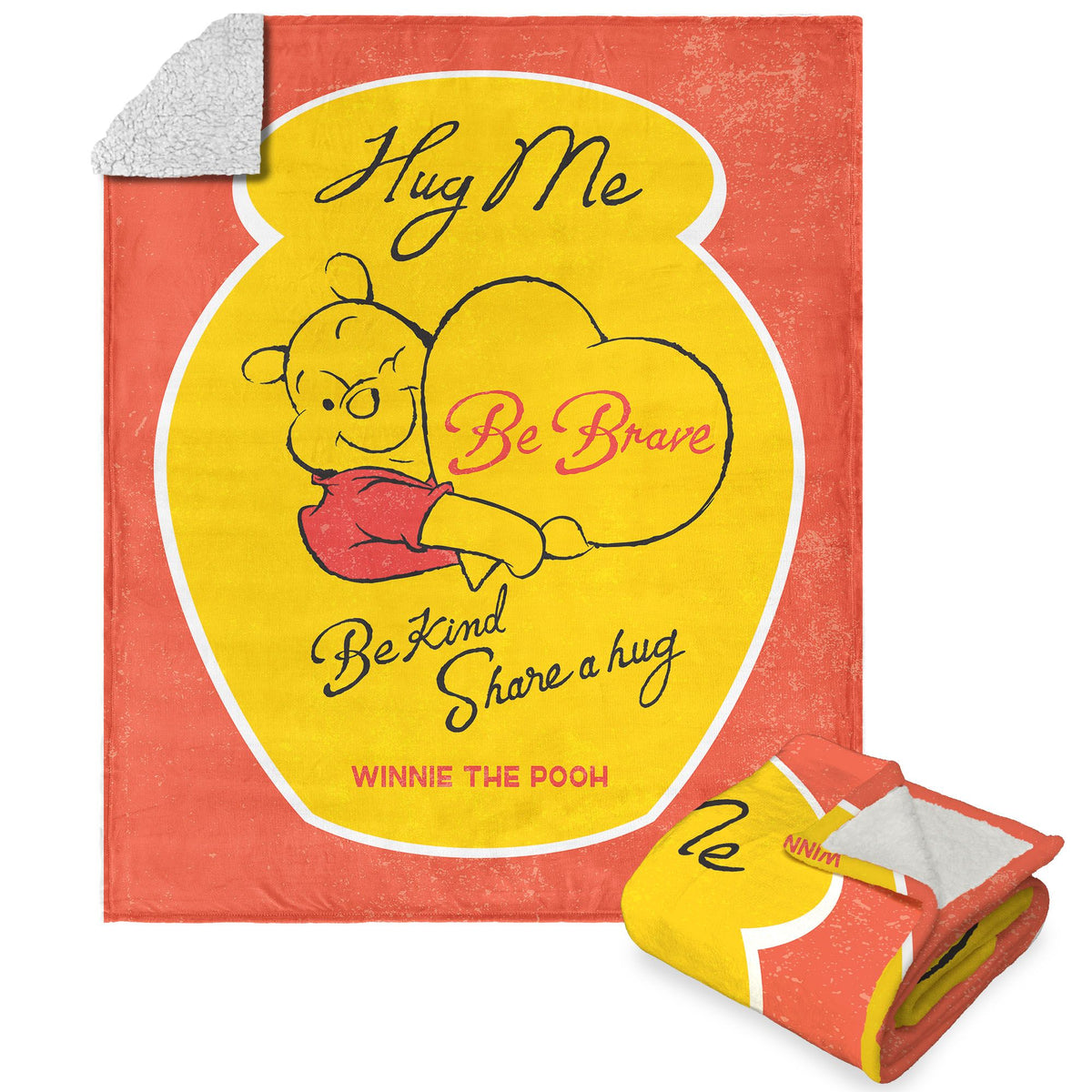 Disney Winnie The Pooh Share A Hug Silk Touch Sherpa Throw Blanket 50X60 Inches