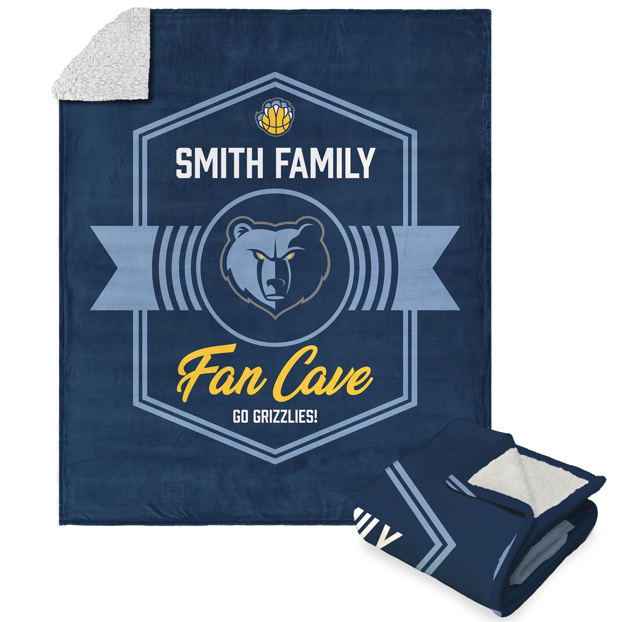 Nba Memphis Grizzlies Dominion Personalized Silk Touch Sherpa Throw Blanket 50X60 Inches