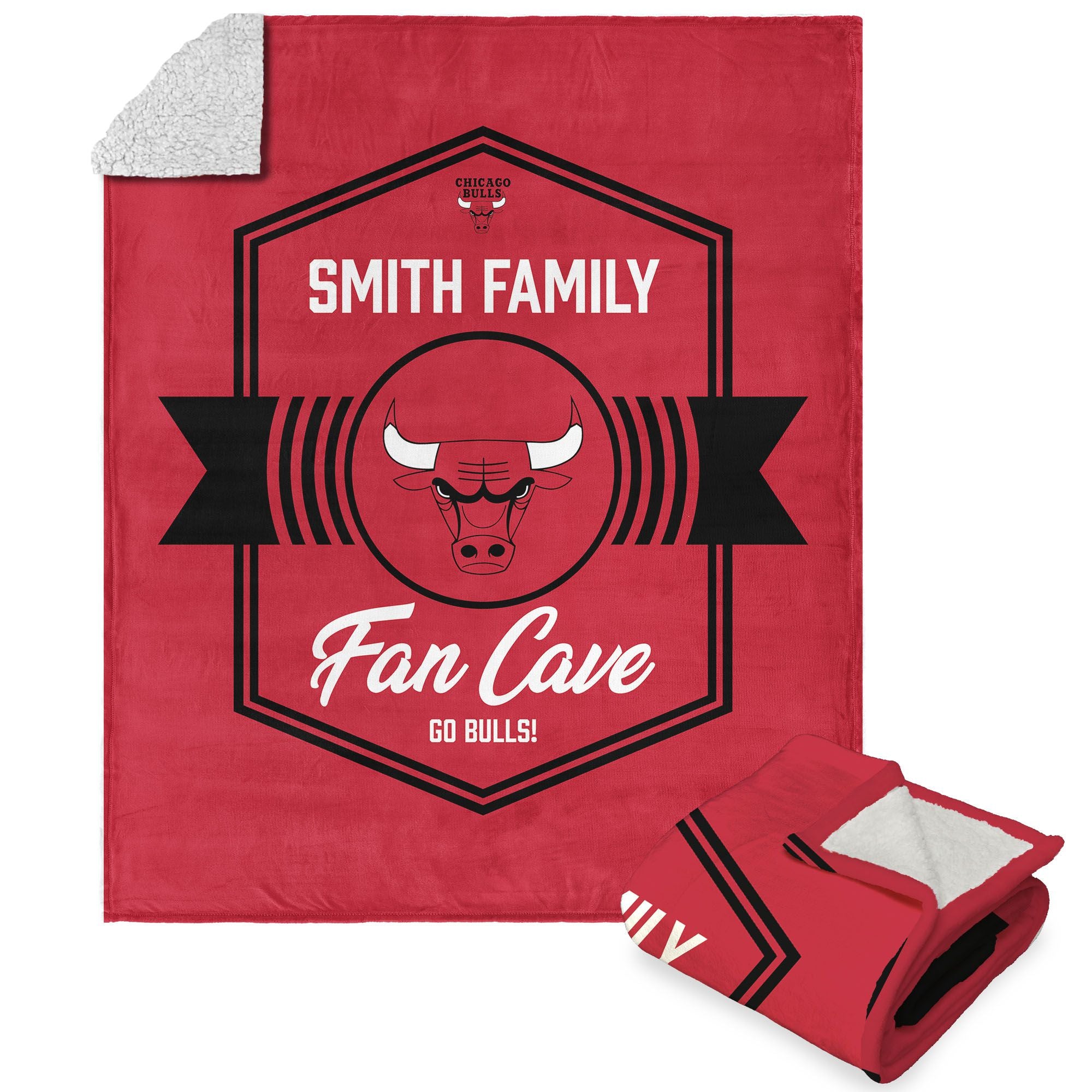 Nba Chicago Bulls Dominion Personalized Silk Touch Sherpa Throw Blanket 50X60 Inches