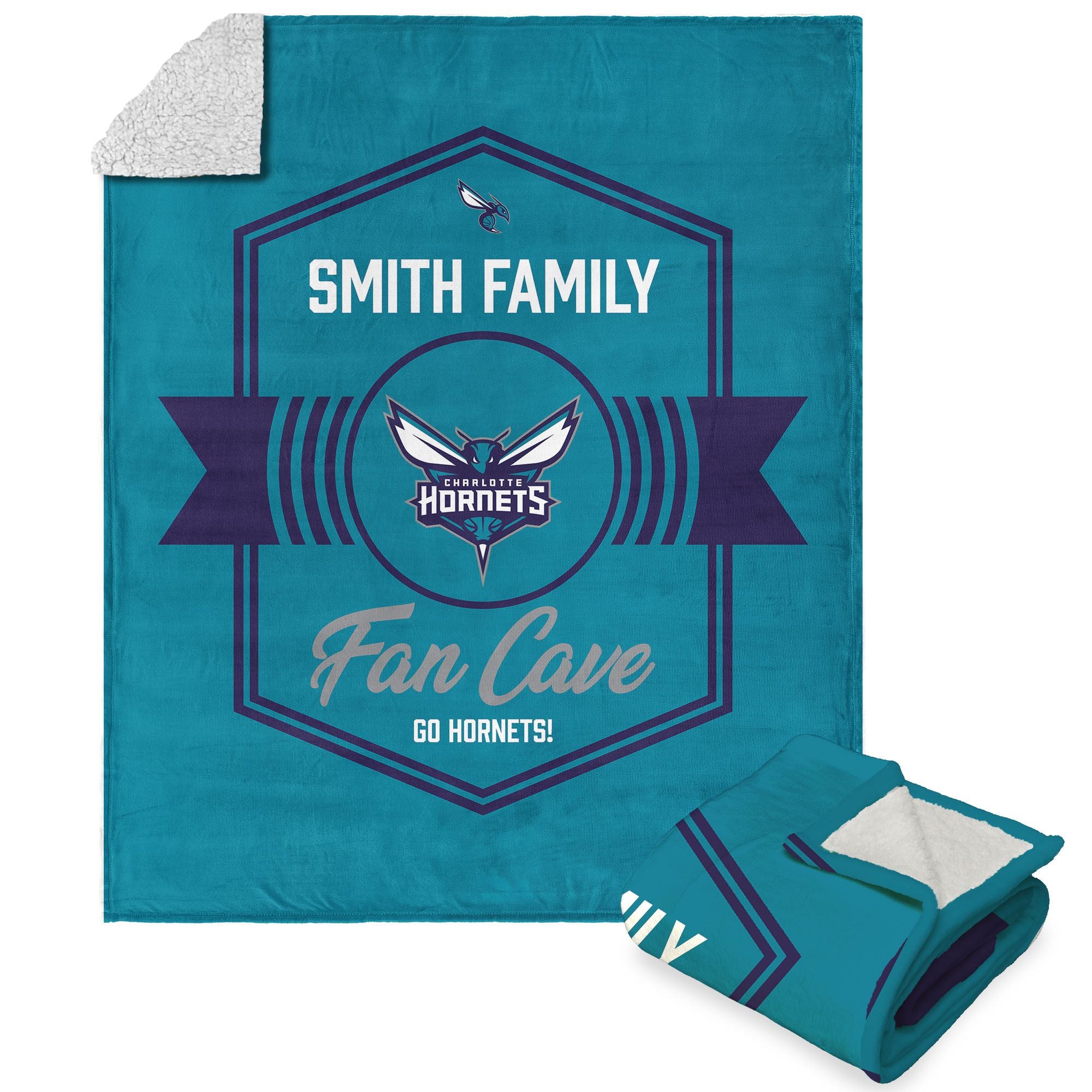 Nba Charlotte Hornets Dominion Personalized Silk Touch Sherpa Throw Blanket 50X60 Inches