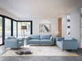 AcME Mesut Sofa, Light Blue Top grain Leather & Black Finish LV02387(D0102HR7ML6)