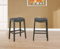 Maroni Whitewash Finish Faric Upholstery Nailheaded Saddle Barstool in Gray, Set of 2