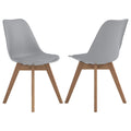 Grey and Natural Oak Padded Side Chairs (Set of 2)